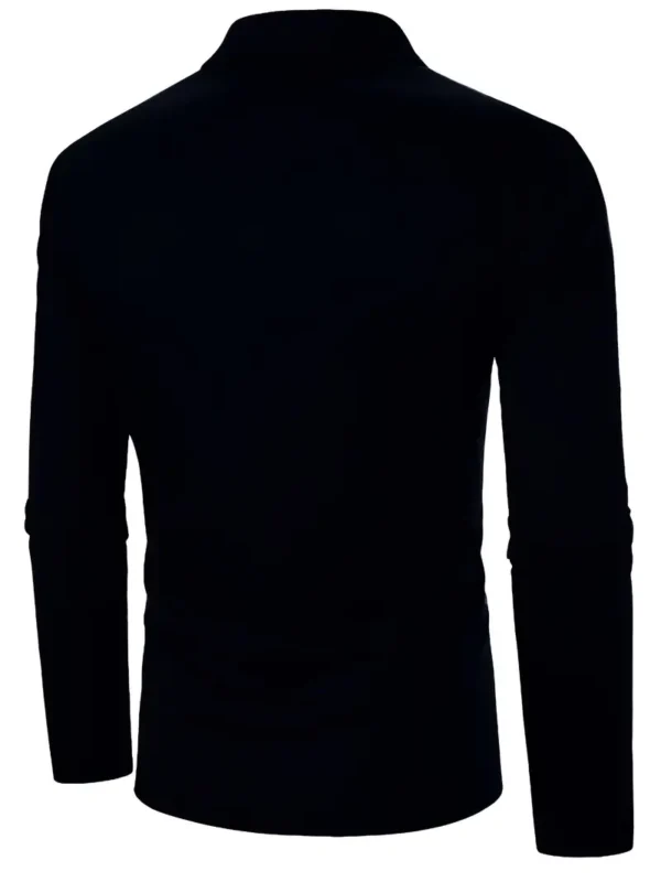 Polka Dot Print Men's Color Block Casual Long Sleeve Lapel Shirt, Spring Fall – Image 4